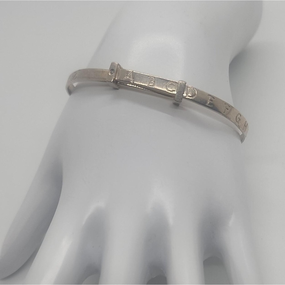 Sterling silver 925 w/ diamond accent Alphabet Baby bracelet‎ gift